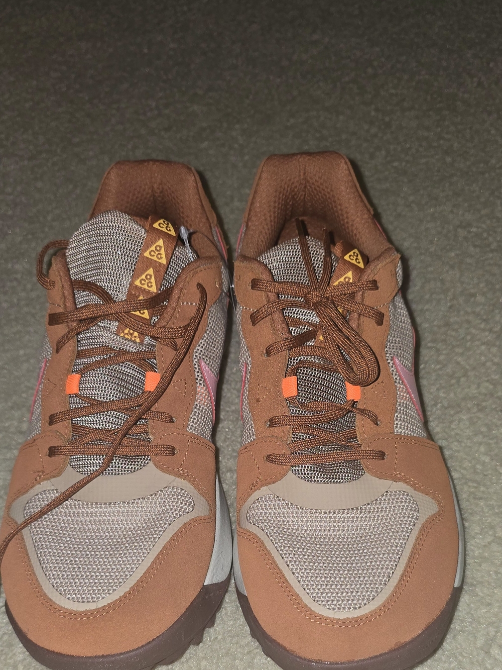 Nike ACG Brown and Pink Trail Sneakers with Orange Accents